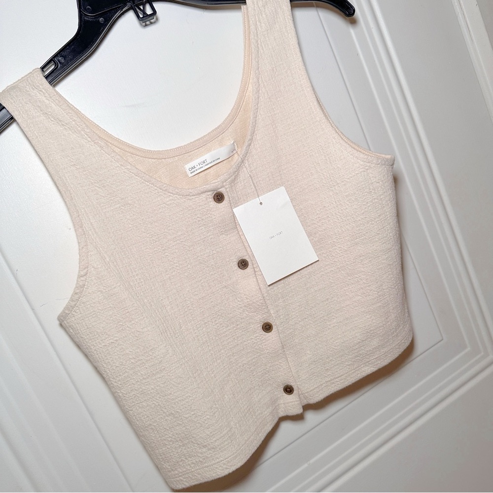 NWT Oak + Fort‎ Cream Button-Down Women's Tank XS - Picture 4 of 13